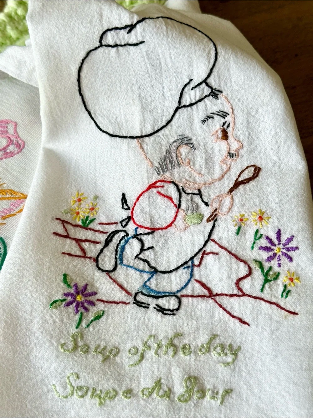 Vintage Grandmas Kitchen Lot Embroidered Linens Limoges Crochet Birds